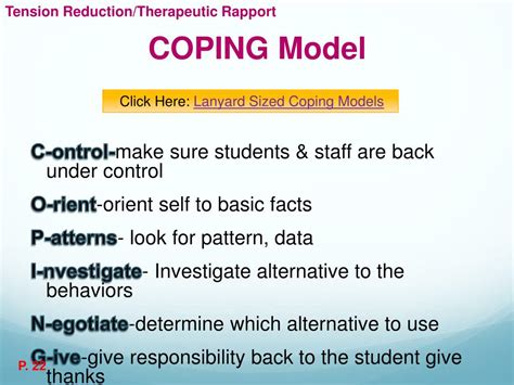 Here again, the process varies from the simple (a phone call oremail) to the formal (a memo or meeting). . During the control phase of the coping model you want to quizlet